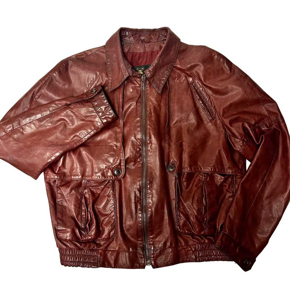 Unkwn Lakeland Oxblood Leather Bomber CAFE RACER … - image 1