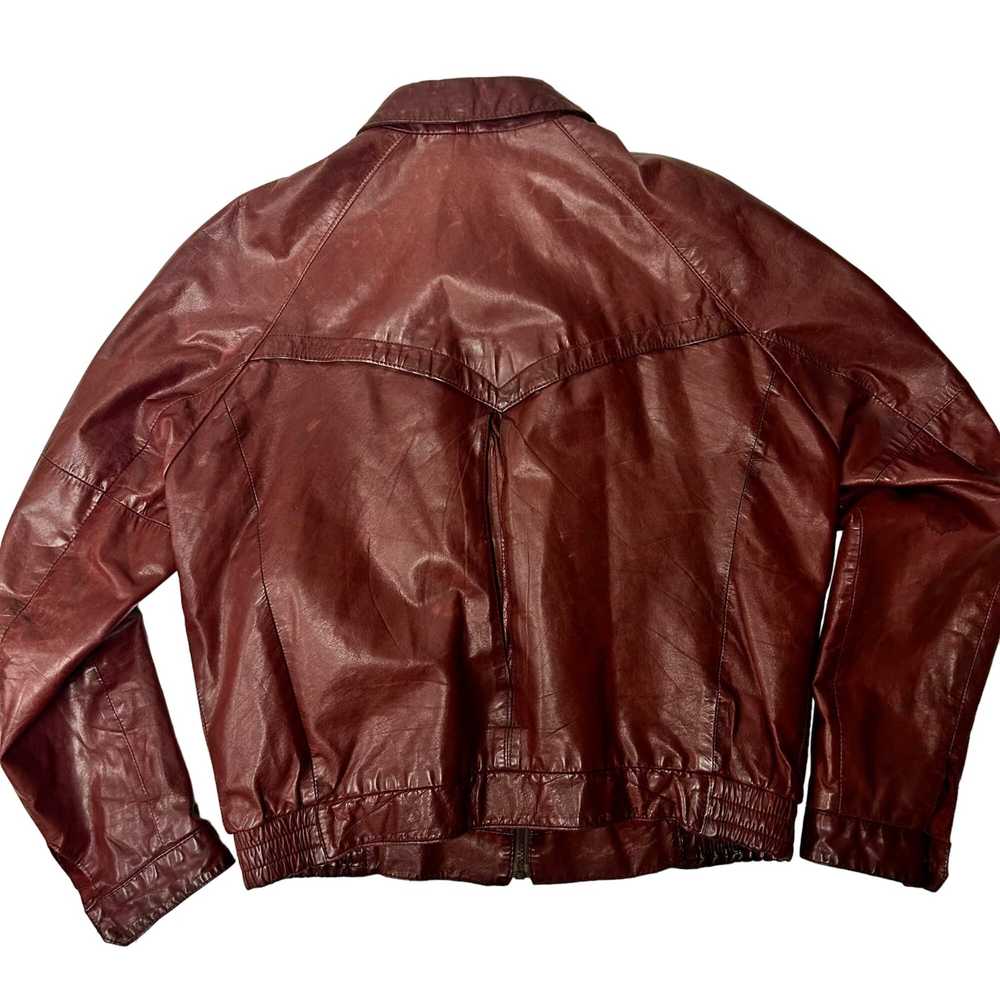 Unkwn Lakeland Oxblood Leather Bomber CAFE RACER … - image 2