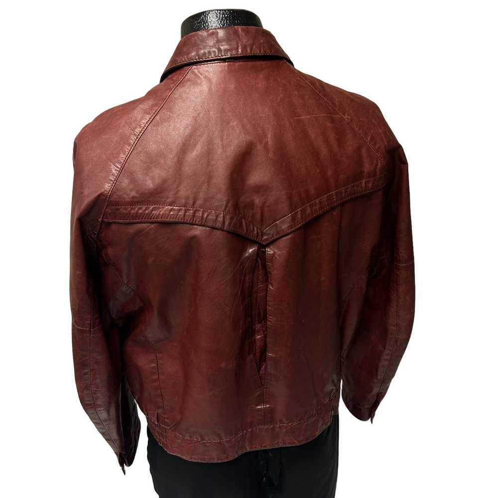 Unkwn Lakeland Oxblood Leather Bomber CAFE RACER … - image 3