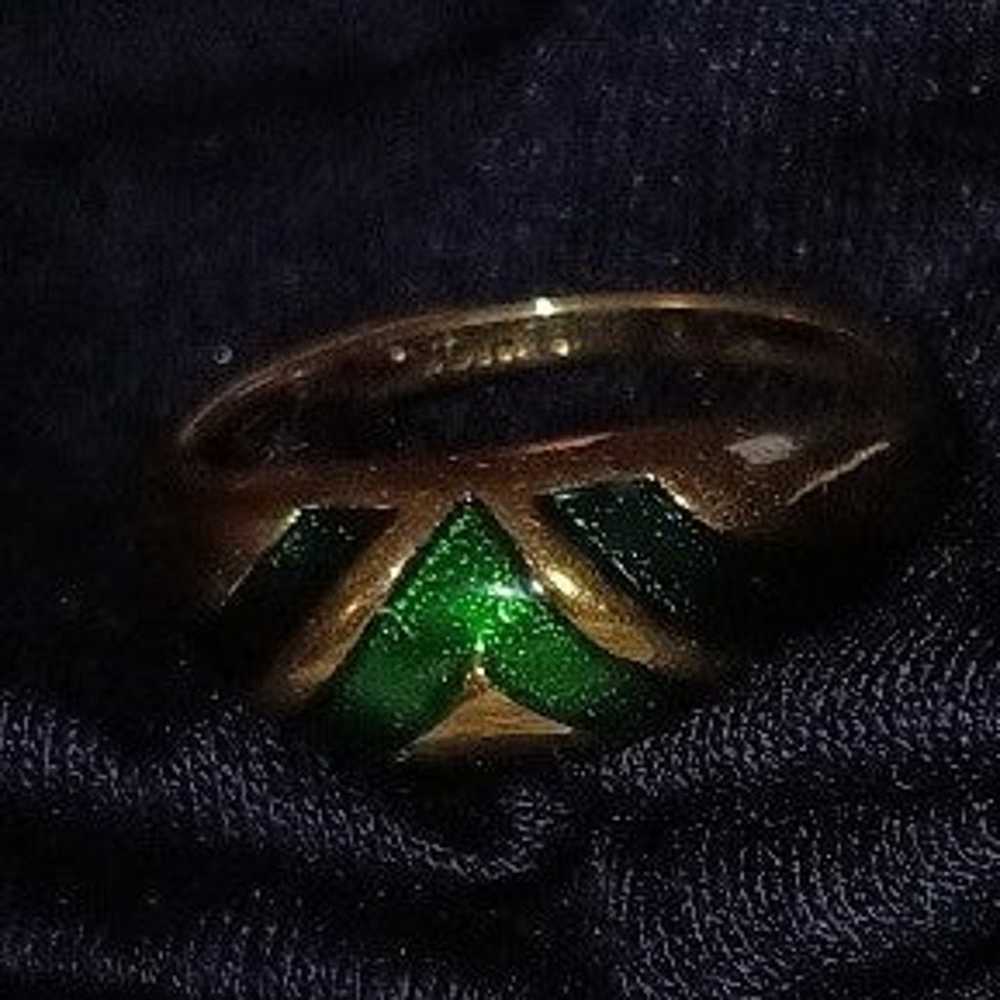 Vintage AVON gold and green ring - image 2