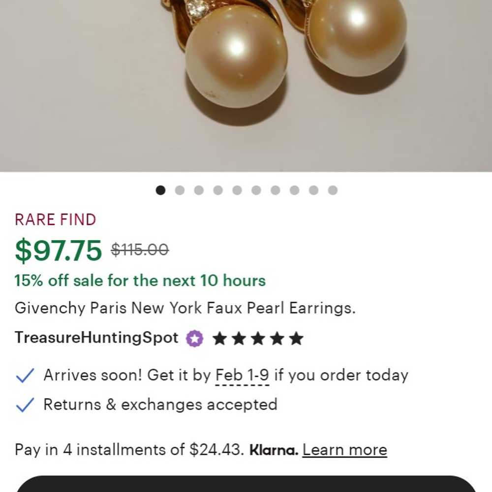 Vintage Givenchy faux cabochon pearl post earrings - image 4