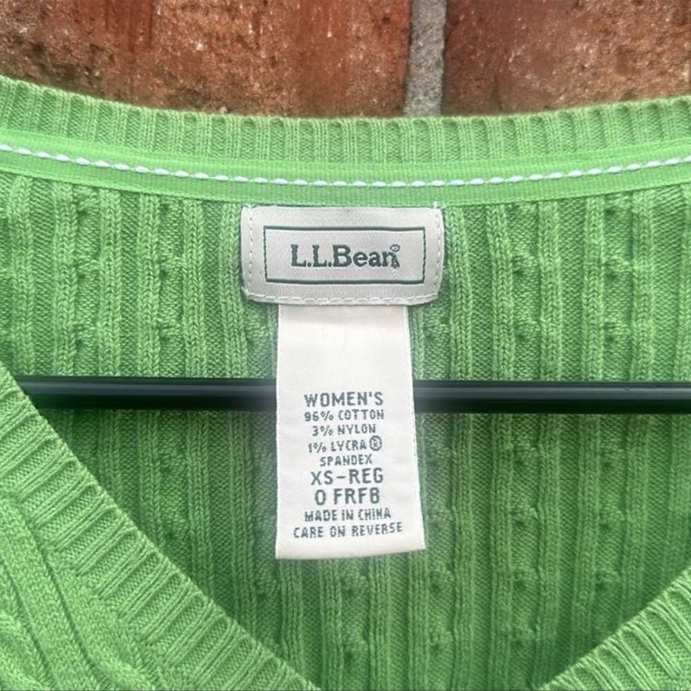 90’s LL Bean Spring Green Cable Knit V neck Sweat… - image 4