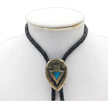 Turquoise Arrowhead Bolo Tie - image 1