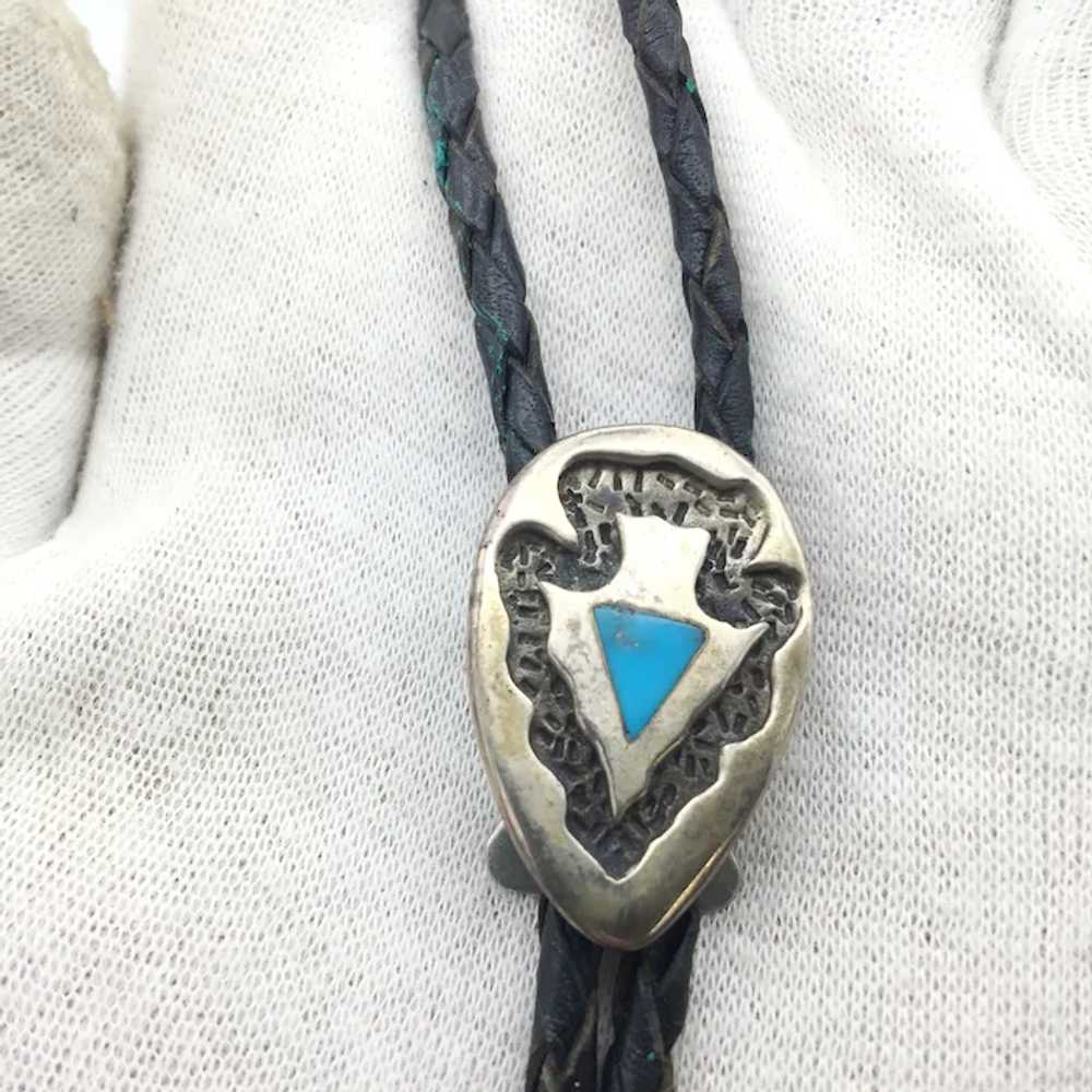 Turquoise Arrowhead Bolo Tie - image 2