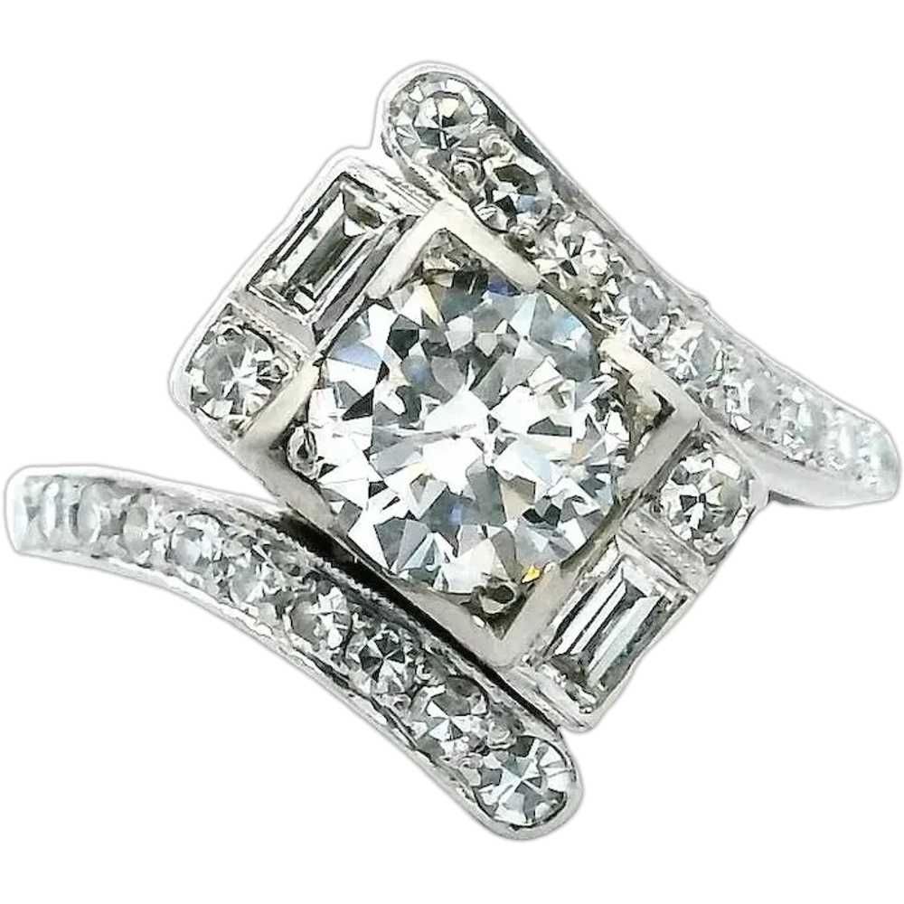 1940's Diamond Vintage Bypass Ring - image 1