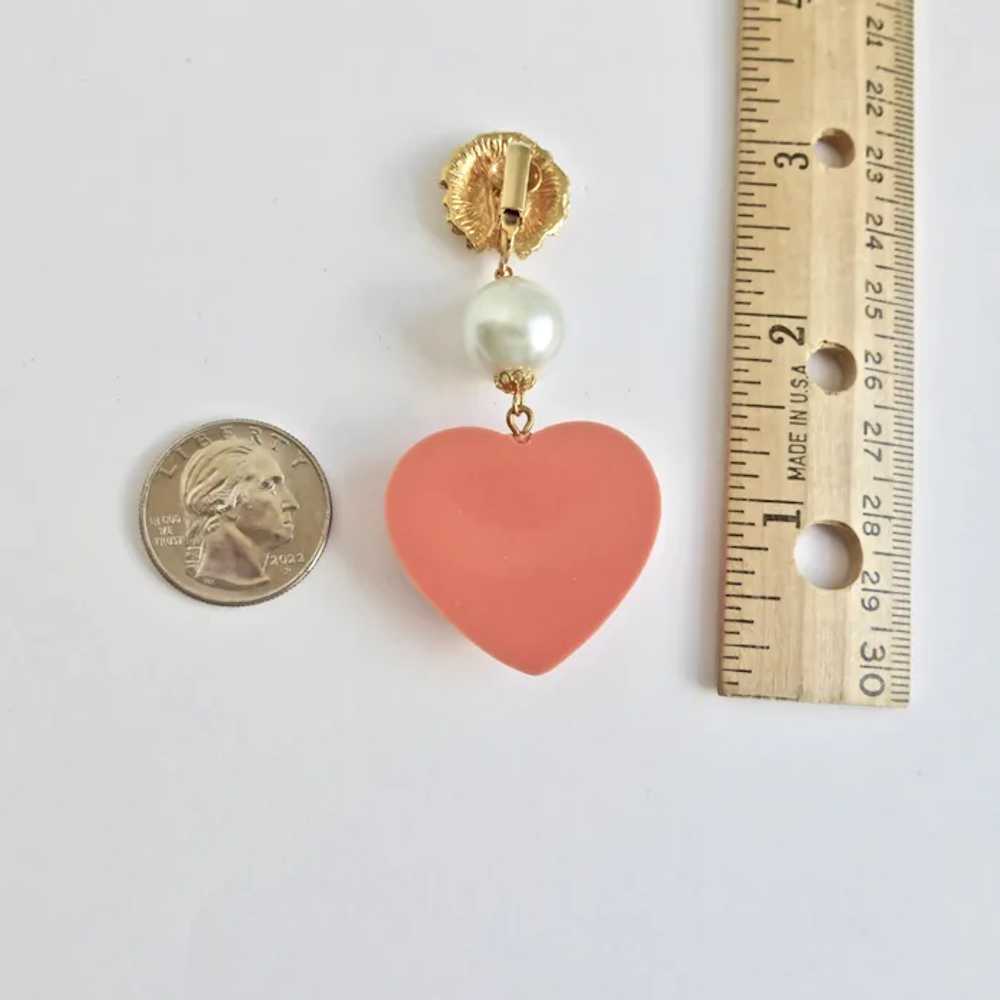 Vintage Salmon Pink Embossed Hearts with Faux Pea… - image 7