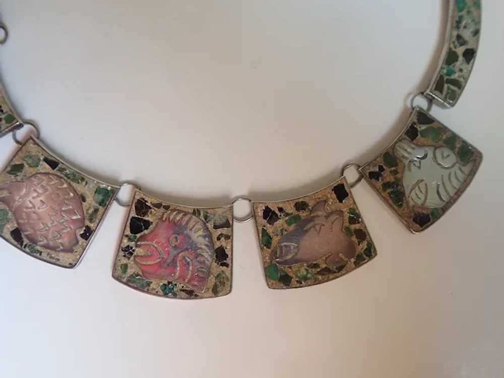 *Vintage Mexico Taxco Sterling Zodiac Pannel Neck… - image 2