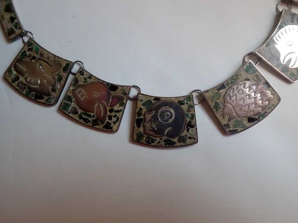 *Vintage Mexico Taxco Sterling Zodiac Pannel Neck… - image 3