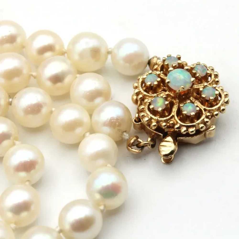 Vintage Opal Cultured Pearl 14K Yellow Gold Beade… - image 5