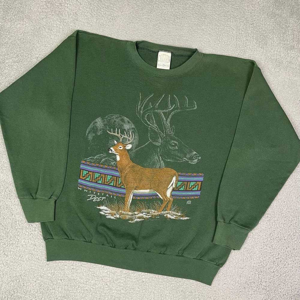 Vintage 90s deer animal sweatshirt - image 1