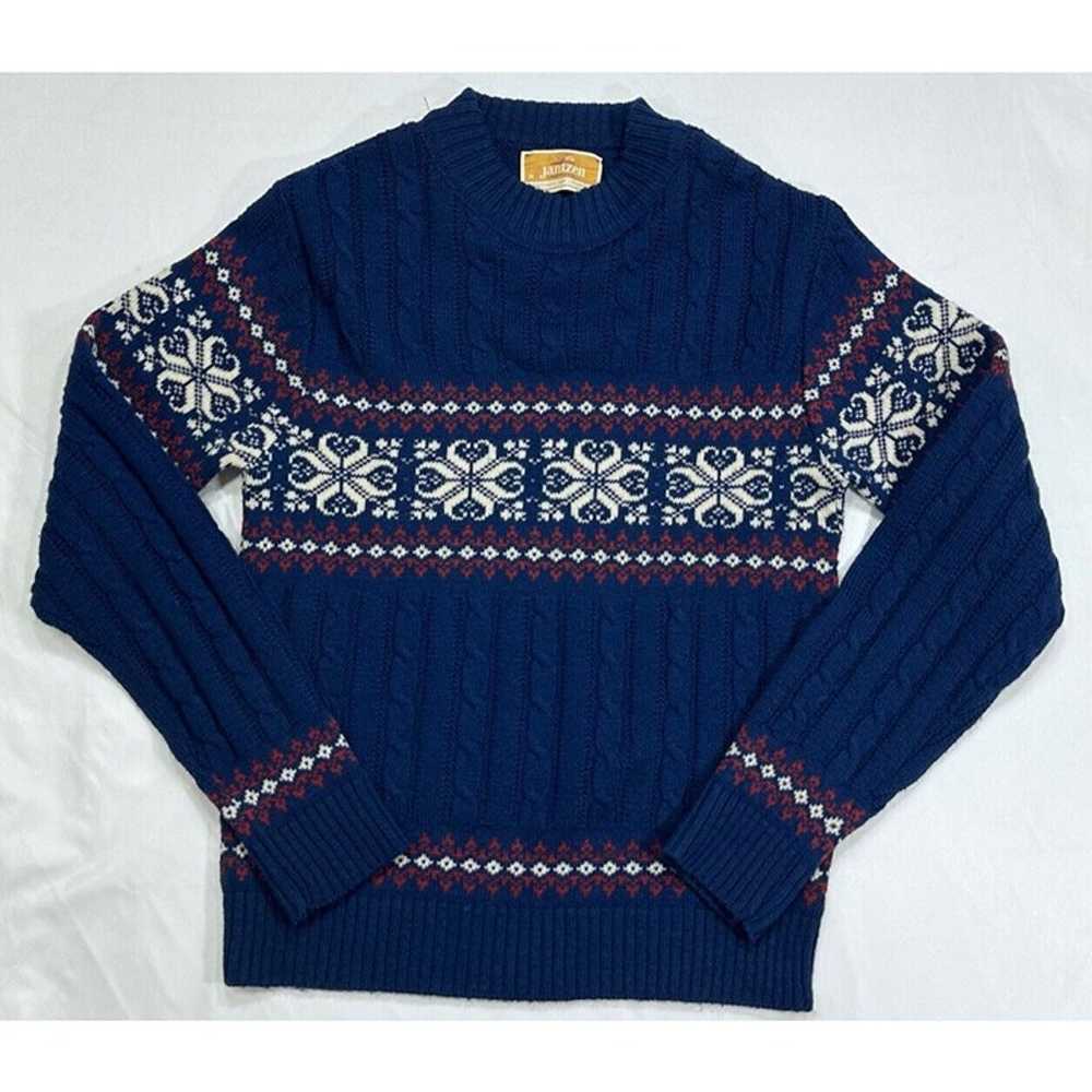 Jantzen Wool Patterned Cable Knit Sweater M Mens … - image 5