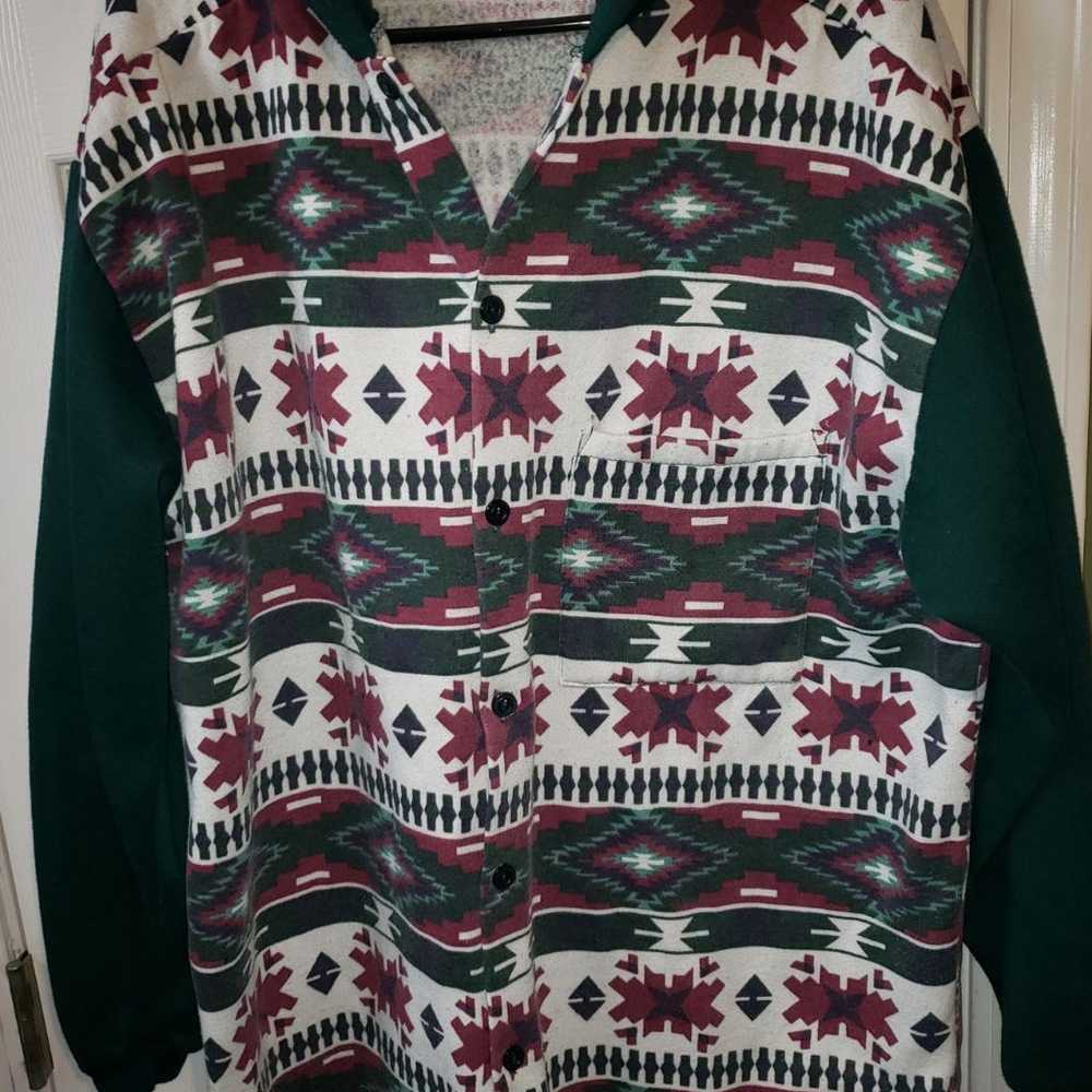 Vintage Aztec sweater shirt with hood - image 1