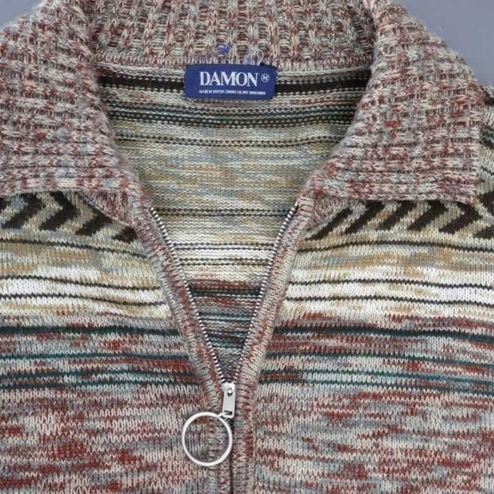 Vintage Damon 70s 80s Men's Brown Cardigan Collar… - image 10