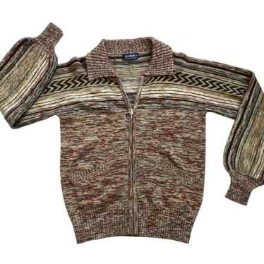 Vintage Damon 70s 80s Men's Brown Cardigan Collar… - image 1
