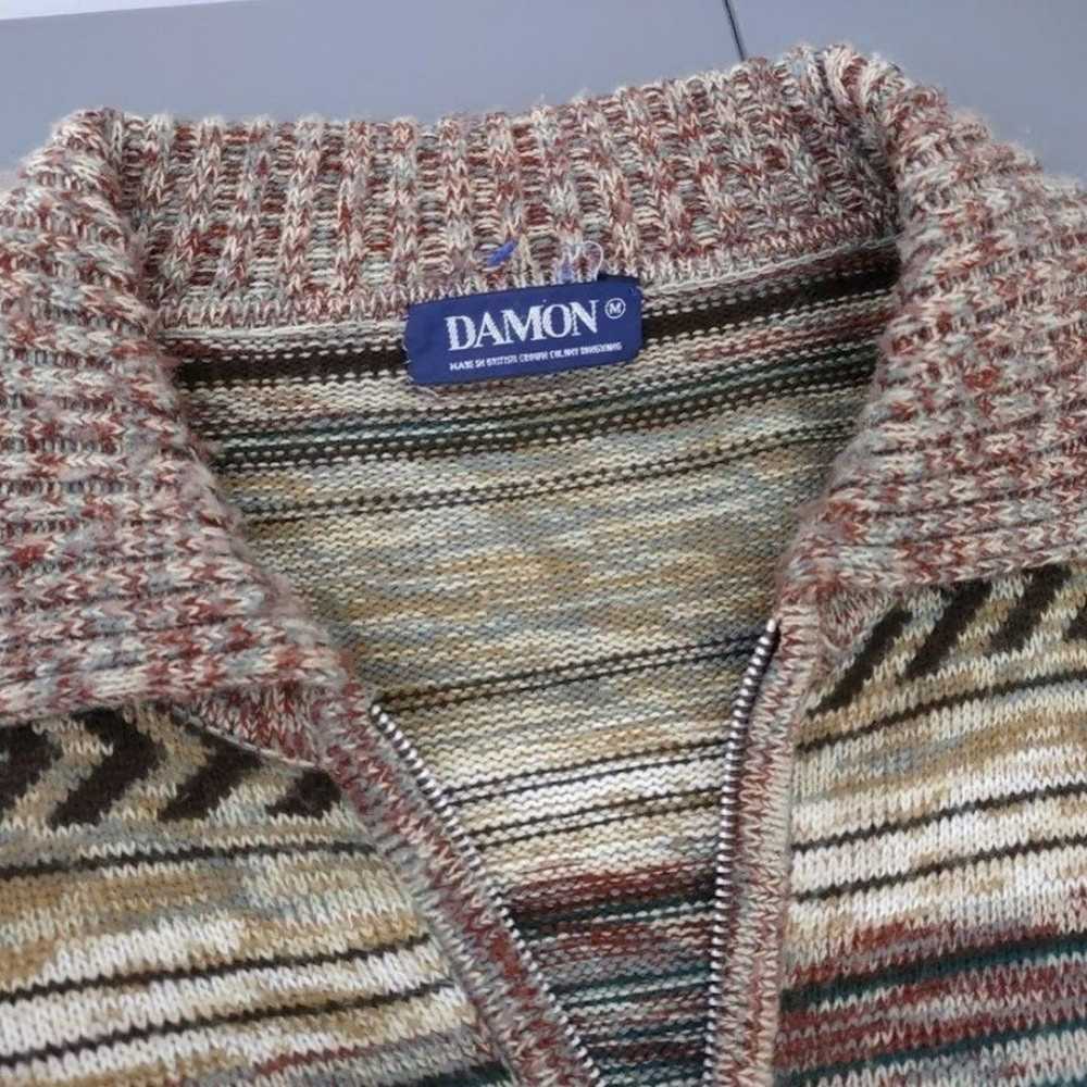 Vintage Damon 70s 80s Men's Brown Cardigan Collar… - image 9