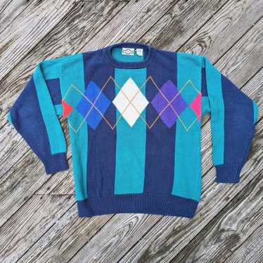 90s brown argyle knit sweater vest shirt - Gem