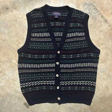 Vintage 90s Andhurst Navy Pattern Sweater Vest - image 1