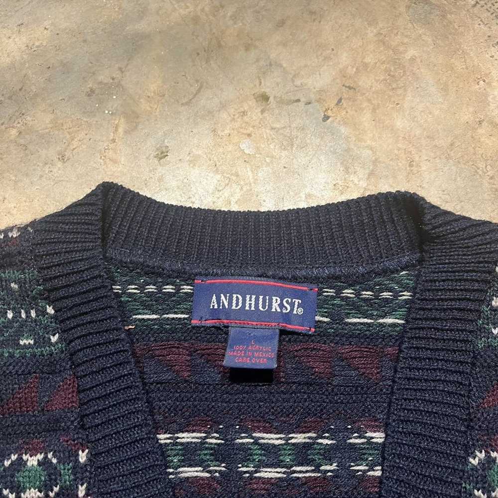 Vintage 90s Andhurst Navy Pattern Sweater Vest - image 3