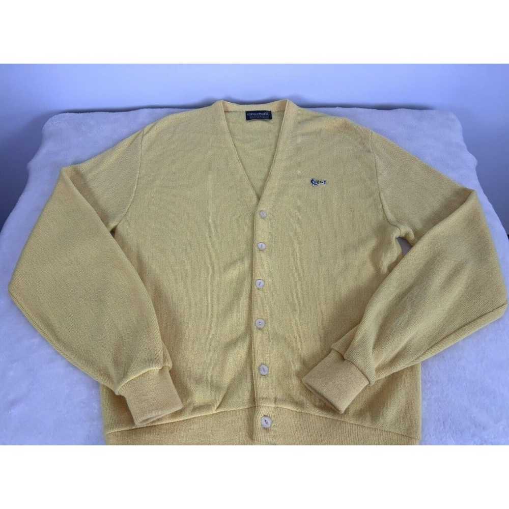 Vintage 70s Challenger Cardigan Sweater Yellow La… - image 1