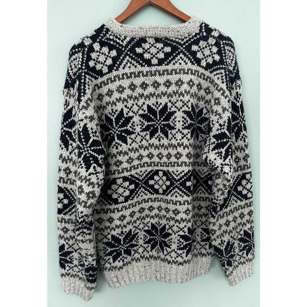 Vtg 90’s Mens Sweater Snowflake Wool Chunky Knit … - image 2