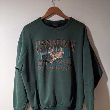 Vintage 90s Deer Animal Nature Canadian Marshland… - image 1
