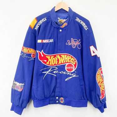Vintage Jeff Hamilton Hot Wheels Racing Jacket Blu