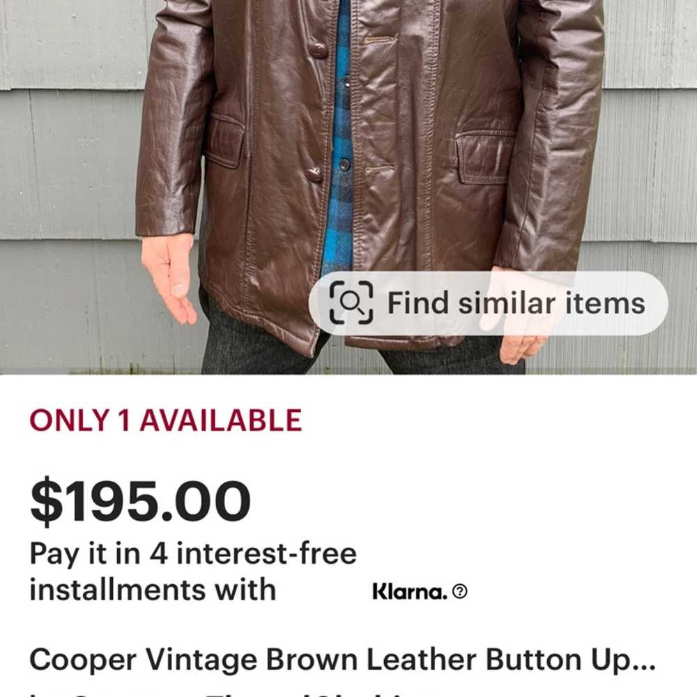 Cooper Vintage Brown Leather Button Up Jacket Fle… - image 11