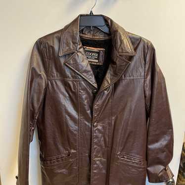 Cooper Vintage Brown Leather Button Up Jacket Fle… - image 1