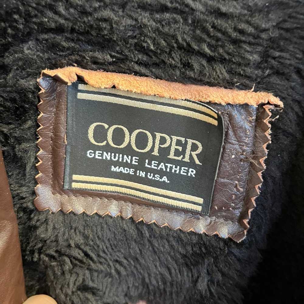 Cooper Vintage Brown Leather Button Up Jacket Fle… - image 2