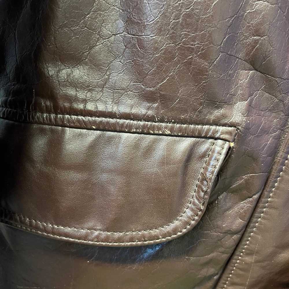 Cooper Vintage Brown Leather Button Up Jacket Fle… - image 5