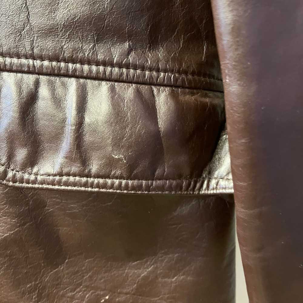 Cooper Vintage Brown Leather Button Up Jacket Fle… - image 7