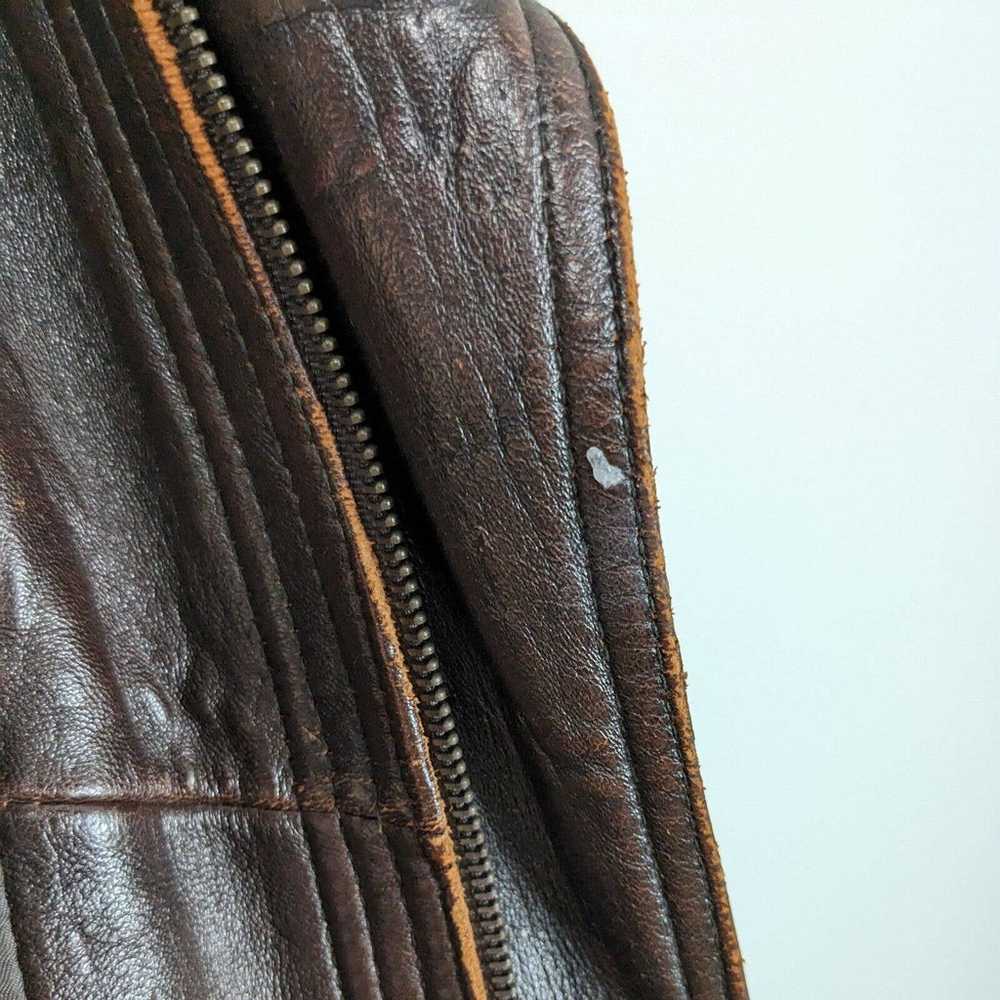 Vintage Leather Jacket Bomber Aviator Fur Shearli… - image 10