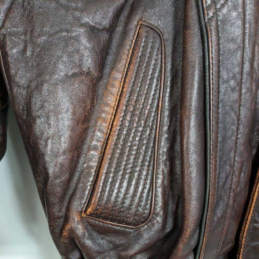 Vintage Leather Jacket Bomber Aviator Fur Shearli… - image 4