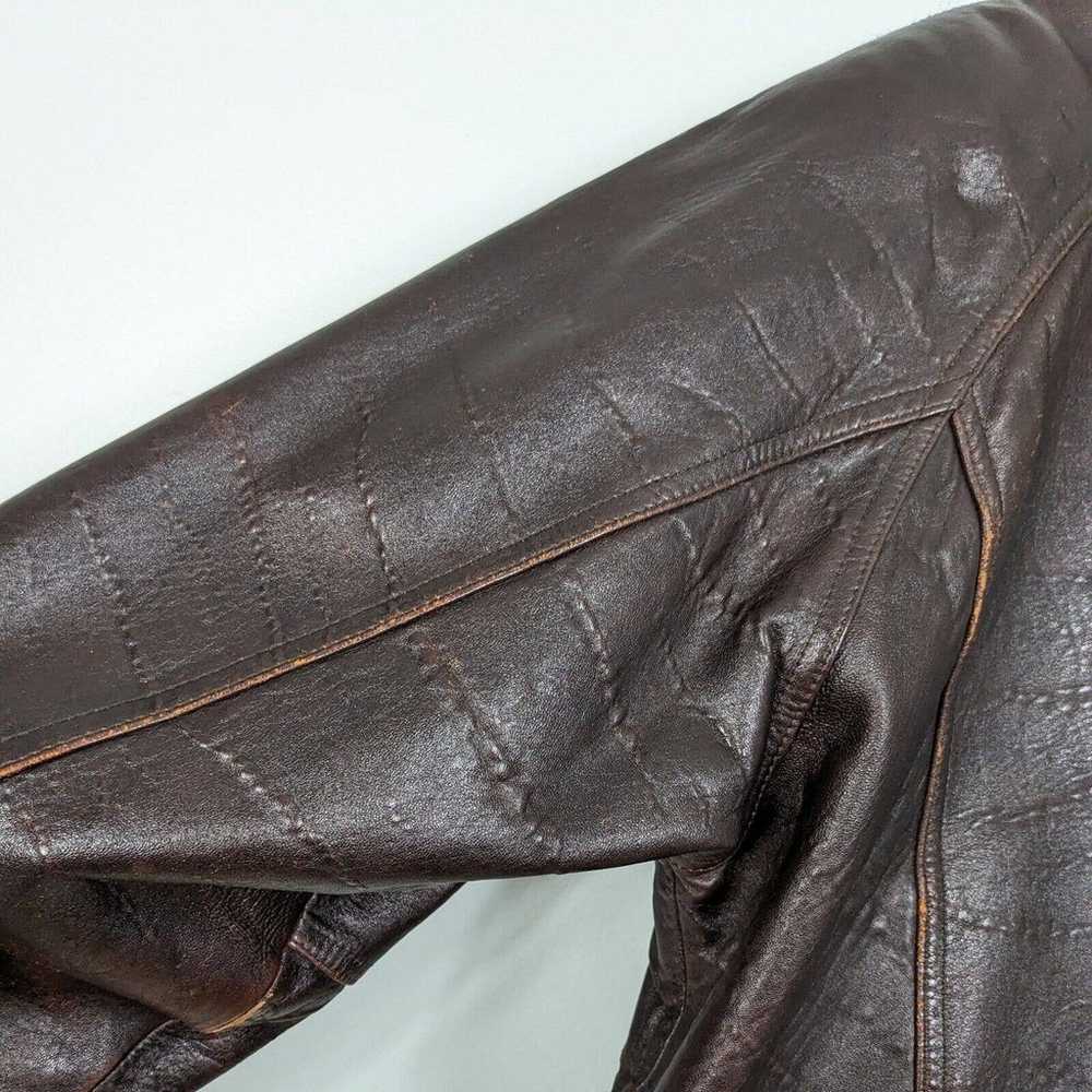 Vintage Leather Jacket Bomber Aviator Fur Shearli… - image 6