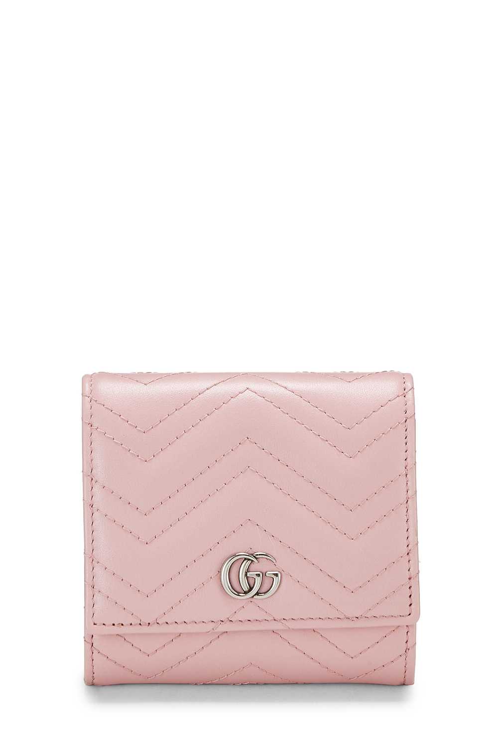 Pink Leather GG Marmont Card Case - image 1