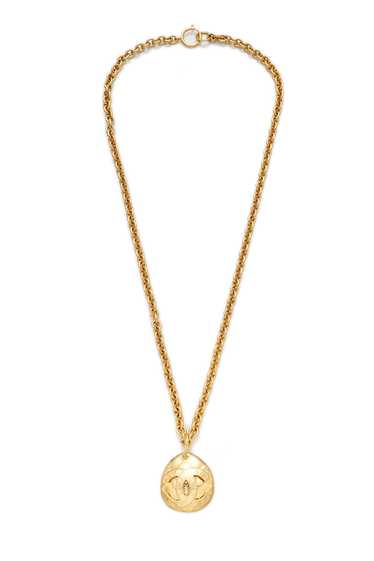 Gold Quilted Oval Necklace