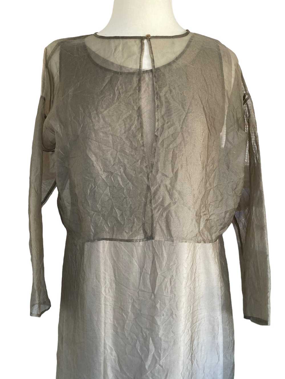 Beige Silk Crinkle Slip, Dress, and Jacket, M - image 2