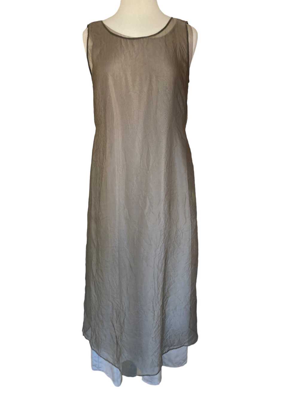 Beige Silk Crinkle Slip, Dress, and Jacket, M - image 5