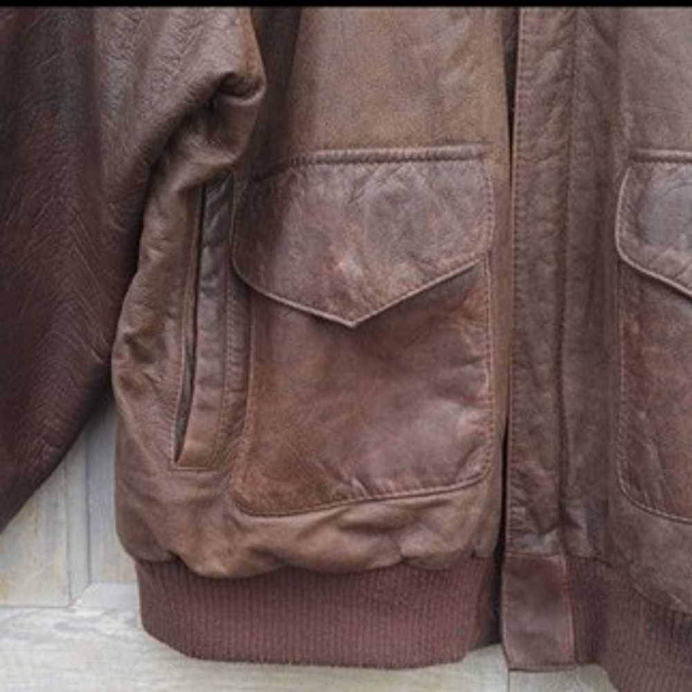 Vintage Leather Bomber Jacket - image 3