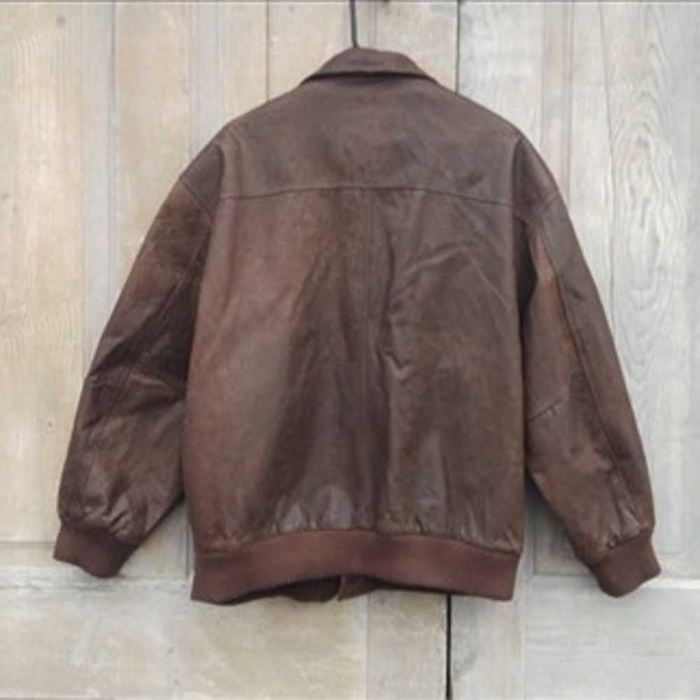 Vintage Leather Bomber Jacket - image 4