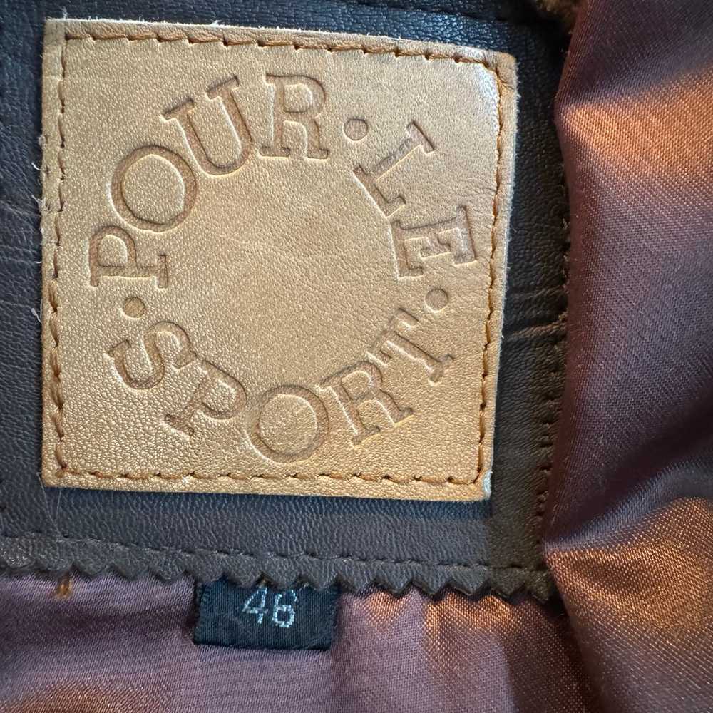 Pour Le Sport Vintage Brown Genuine Leather Jacke… - image 11