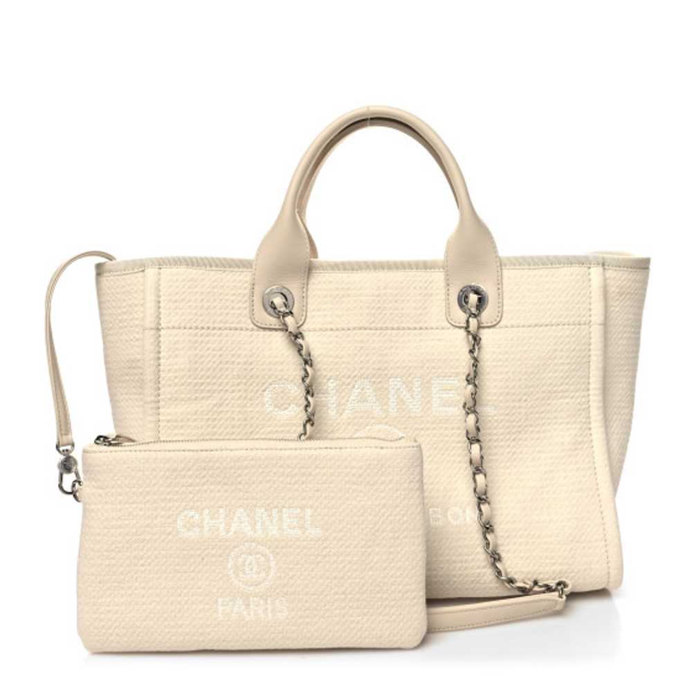 CHANEL Mixed Fibers Small Deauville Tote White - image 1