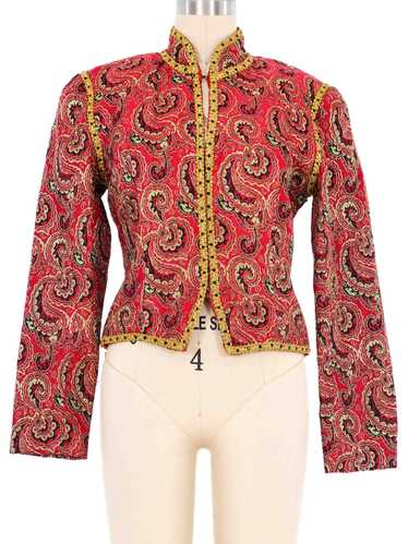 Red And Gold Brocade Cropped Jacket