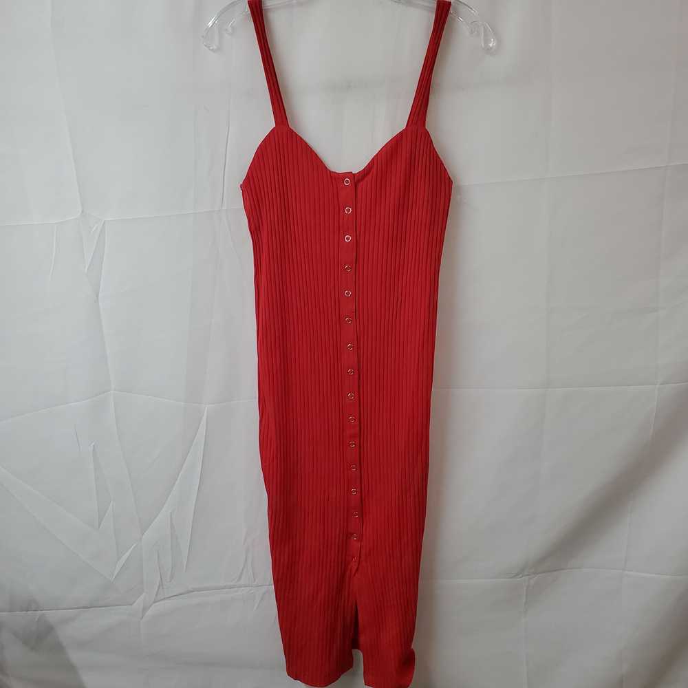 Zara Red Ribbed Sleeveless Dress Size M - image 1