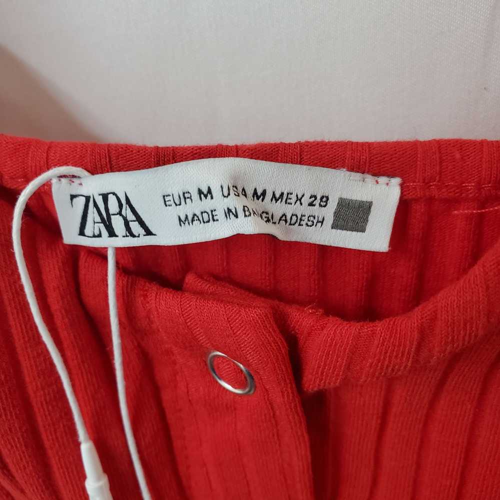 Zara Red Ribbed Sleeveless Dress Size M - image 3