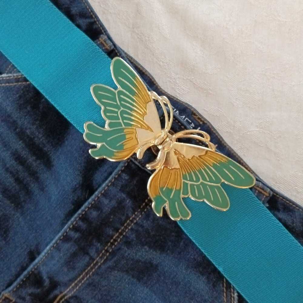 Vintage Blue Butterfly Stretch Belt - image 1