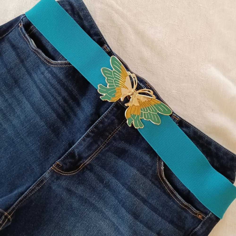 Vintage Blue Butterfly Stretch Belt - image 2