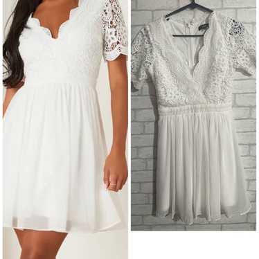 Angel in Disguise White Lace Skater Dress