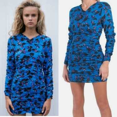 Zara | Blue Floral Draped Ruched Dress