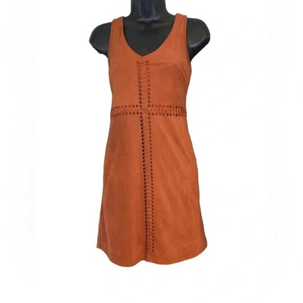 Black Swan rust colored velvet feel mini dress si… - image 1